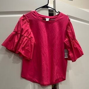 Chico's Vibrant Pink Ruffle Sleeve Blouse